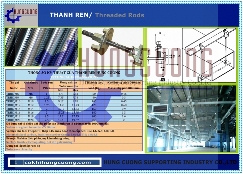 Catalogue thanh ty ren và vật tư phụ Hùng Cường